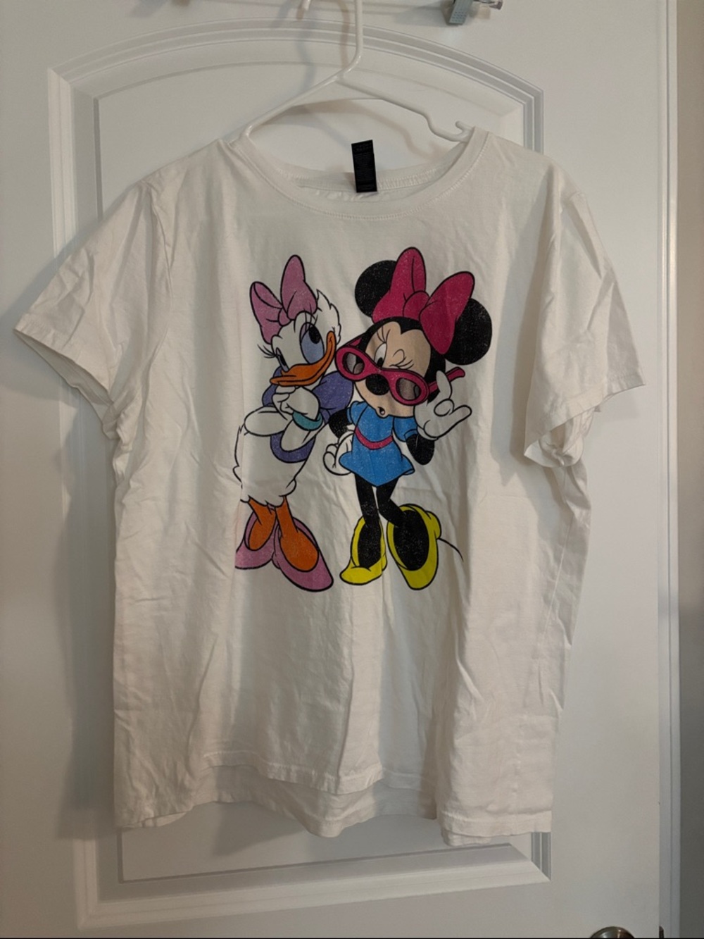 Gildan White Tee with Minnie Mouse & Daisy Duck Graphic